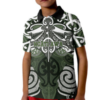 Personalised Maori Ngati Awa Kid Polo Shirt Silver Fern Kowhaiwhai Art LT01 Kid Green - Polynesian Pride