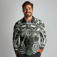 Personalised Maori Ngati Awa Long Sleeve Polo Shirt Silver Fern Kowhaiwhai Art LT01 - Polynesian Pride