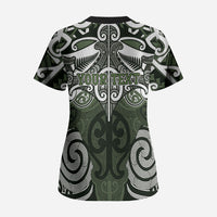 Personalised Maori Ngati Awa Scrub Top Silver Fern Kowhaiwhai Art LT01 - Polynesian Pride