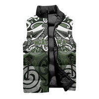 Personalised Maori Ngati Awa Sleeveless Puffer Jacket Silver Fern Kowhaiwhai Art LT01 - Polynesian Pride