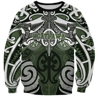 Personalised Maori Ngati Awa Sweatshirt Silver Fern Kowhaiwhai Art LT01 Unisex Green - Polynesian Pride