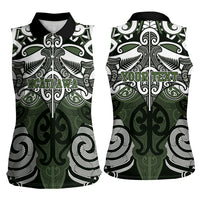 Personalised Maori Ngati Awa Women Sleeveless Polo Shirt Silver Fern Kowhaiwhai Art LT01 - Polynesian Pride