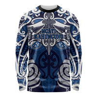 Personalised Maori Ngati Kahungunu Long Sleeve Shirt Silver Fern Kowhaiwhai Art LT01 Unisex Blue - Polynesian Pride