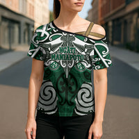 Personalised Maori Ngati Maniapoto Cross Shoulder Shirt Silver Fern Kowhaiwhai Art LT01 - Polynesian Pride