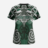 Personalised Maori Ngati Maniapoto Scrub Top Silver Fern Kowhaiwhai Art LT01 - Polynesian Pride