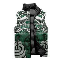 Personalised Maori Ngati Maniapoto Sleeveless Puffer Jacket Silver Fern Kowhaiwhai Art LT01 - Polynesian Pride