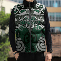 Personalised Maori Ngati Maniapoto Sleeveless Puffer Jacket Silver Fern Kowhaiwhai Art LT01 - Polynesian Pride
