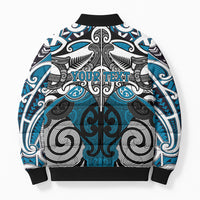 Personalised Maori Ngati Porou Bomber Puffer Jacket Silver Fern Kowhaiwhai Art LT01 - Polynesian Pride