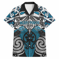 Personalised Maori Ngati Porou Hawaiian Shirt Silver Fern Kowhaiwhai Art LT01 Blue - Polynesian Pride