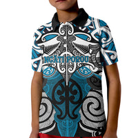 Personalised Maori Ngati Porou Kid Polo Shirt Silver Fern Kowhaiwhai Art LT01 Kid Blue - Polynesian Pride