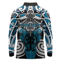 Personalised Maori Ngati Porou Long Sleeve Polo Shirt Silver Fern Kowhaiwhai Art LT01 - Polynesian Pride