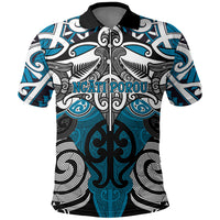 Personalised Maori Ngati Porou Polo Shirt Silver Fern Kowhaiwhai Art LT01 Blue - Polynesian Pride