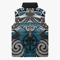 Personalised Maori Ngati Porou Sleeveless Puffer Jacket Silver Fern Kowhaiwhai Art LT01 - Polynesian Pride