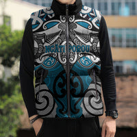 Personalised Maori Ngati Porou Sleeveless Puffer Jacket Silver Fern Kowhaiwhai Art LT01 - Polynesian Pride