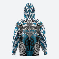 Personalised Maori Ngati Porou Zip Hoodie Silver Fern Kowhaiwhai Art LT01 - Polynesian Pride