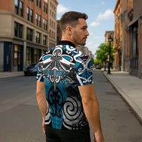 Personalised Maori Ngati Porou Zipper Polo Shirt Silver Fern Kowhaiwhai Art LT01 - Polynesian Pride