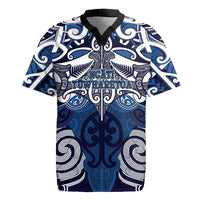 Personalised Maori Ngati Tuwharetoa Rugby Jersey Silver Fern Kowhaiwhai Art LT01 Blue - Polynesian Pride
