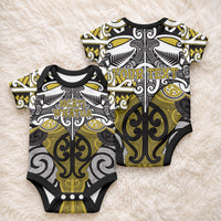 Personalised Maori Ngati Whatua Baby Onesie Silver Fern Kowhaiwhai Art