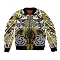 Personalised Maori Ngati Whatua Bomber Jacket Silver Fern Kowhaiwhai Art LT01 Unisex Yellow - Polynesian Pride