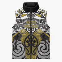 Personalised Maori Ngati Whatua Sleeveless Puffer Jacket Silver Fern Kowhaiwhai Art LT01 Unisex Yellow - Polynesian Pride