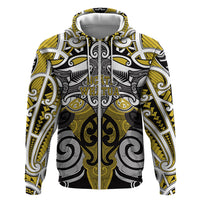 Personalised Maori Ngati Whatua Zip Hoodie Silver Fern Kowhaiwhai Art LT01 Zip Hoodie Yellow - Polynesian Pride