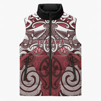 Personalised Maori Te Arawa Sleeveless Puffer Jacket Silver Fern Kowhaiwhai Art LT01 Unisex Red - Polynesian Pride