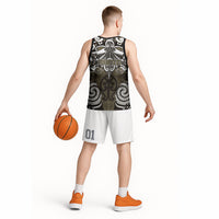 Personalised Maori Waikato Tainui Basketball Jersey Silver Fern Kowhaiwhai Art LT01 - Polynesian Pride