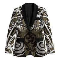 Personalised Maori Waikato Tainui Blazer Silver Fern Kowhaiwhai Art LT01 Unisex Muted Gold - Polynesian Pride
