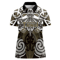 Personalised Maori Waikato Tainui Women Polo Shirt Silver Fern Kowhaiwhai Art LT01 Female Muted Gold - Polynesian Pride