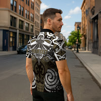 Personalised Maori Waikato Tainui Zipper Polo Shirt Silver Fern Kowhaiwhai Art LT01 - Polynesian Pride