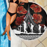 New Zealand ANZAC Day Beach Blanket Poppy With Polynesian Pattern LT01 - Polynesian Pride