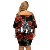 New Zealand ANZAC Day Family Matching Off Shoulder Short Dress and Hawaiian Shirt Poppy With Polynesian Pattern LT01 - Polynesian Pride