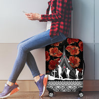 New Zealand ANZAC Day Luggage Cover Poppy With Polynesian Pattern LT01 - Polynesian Pride