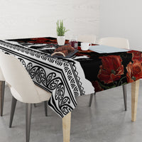 New Zealand ANZAC Day Tablecloth Poppy With Polynesian Pattern LT01 - Polynesian Pride