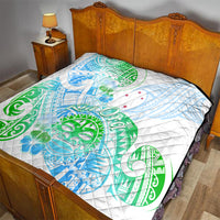 Kia Ora Maori New Zealand Pastel Quilt Sun Ta Moko Aqua Green Version LT01 - Polynesian Pride
