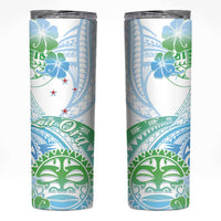 Kia Ora Maori New Zealand Pastel Skinny Tumbler Sun Ta Moko Aqua Green Version