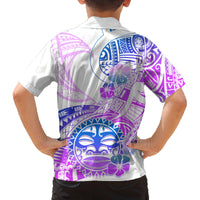Kia Ora Maori New Zealand Pastel Family Matching Summer Maxi Dress and Hawaiian Shirt Sun Ta Moko Lilac Version LT01 - Polynesian Pride