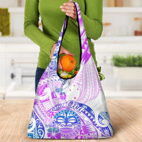 Kia Ora Maori New Zealand Pastel Grocery Bag Sun Ta Moko Lilac Version LT01 - Polynesian Pride