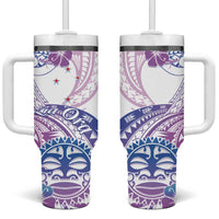 Kia Ora Maori New Zealand Pastel Tumbler With Handle Sun Ta Moko Lilac Version LT01 One Size: 40 oz Purple - Polynesian Pride