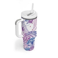 Kia Ora Maori New Zealand Pastel Tumbler With Handle Sun Ta Moko Lilac Version LT01 - Polynesian Pride