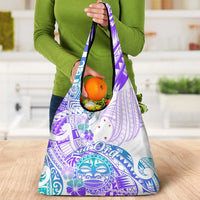 Kia Ora Maori New Zealand Pastel Grocery Bag Sun Ta Moko Violet Version LT01 - Polynesian Pride