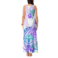 Kia Ora Maori New Zealand Pastel Tank Maxi Dress Sun Ta Moko Violet Version LT01 - Polynesian Pride