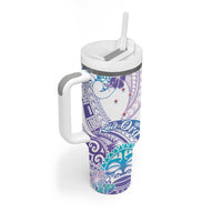 Kia Ora Maori New Zealand Pastel Tumbler With Handle Sun Ta Moko Violet Version LT01 - Polynesian Pride