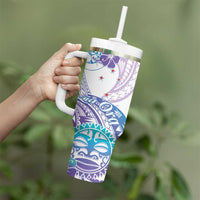 Kia Ora Maori New Zealand Pastel Tumbler With Handle Sun Ta Moko Violet Version LT01 - Polynesian Pride