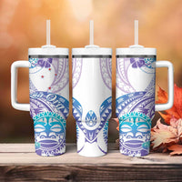 Kia Ora Maori New Zealand Pastel Tumbler With Handle Sun Ta Moko Violet Version LT01 - Polynesian Pride