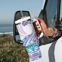 Kia Ora Maori New Zealand Pastel Tumbler With Handle Sun Ta Moko Violet Version LT01 - Polynesian Pride