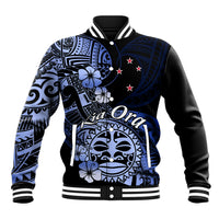 Aotearoa Kia Ora New Zealand Ta Moko Blue Version Baseball Jacket LT01 Unisex Blue - Polynesian Pride