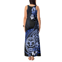 Aotearoa Kia Ora New Zealand Ta Moko Blue Version Tank Maxi Dress LT01 - Polynesian Pride