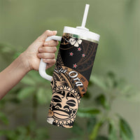 Aotearoa Kia Ora New Zealand Ta Moko Gold Version Tumbler With Handle LT01 - Polynesian Pride