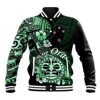 Aotearoa Kia Ora New Zealand Ta Moko Green Version Baseball Jacket LT01 Unisex Green - Polynesian Pride